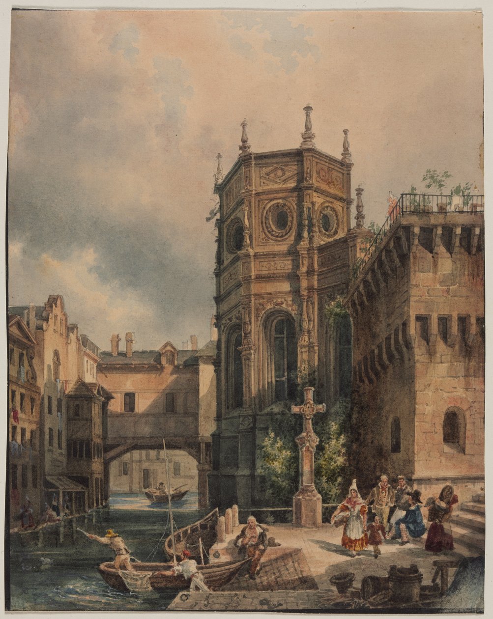 Escena en un canal de Hippolyte Jean Baptiste Garnerey