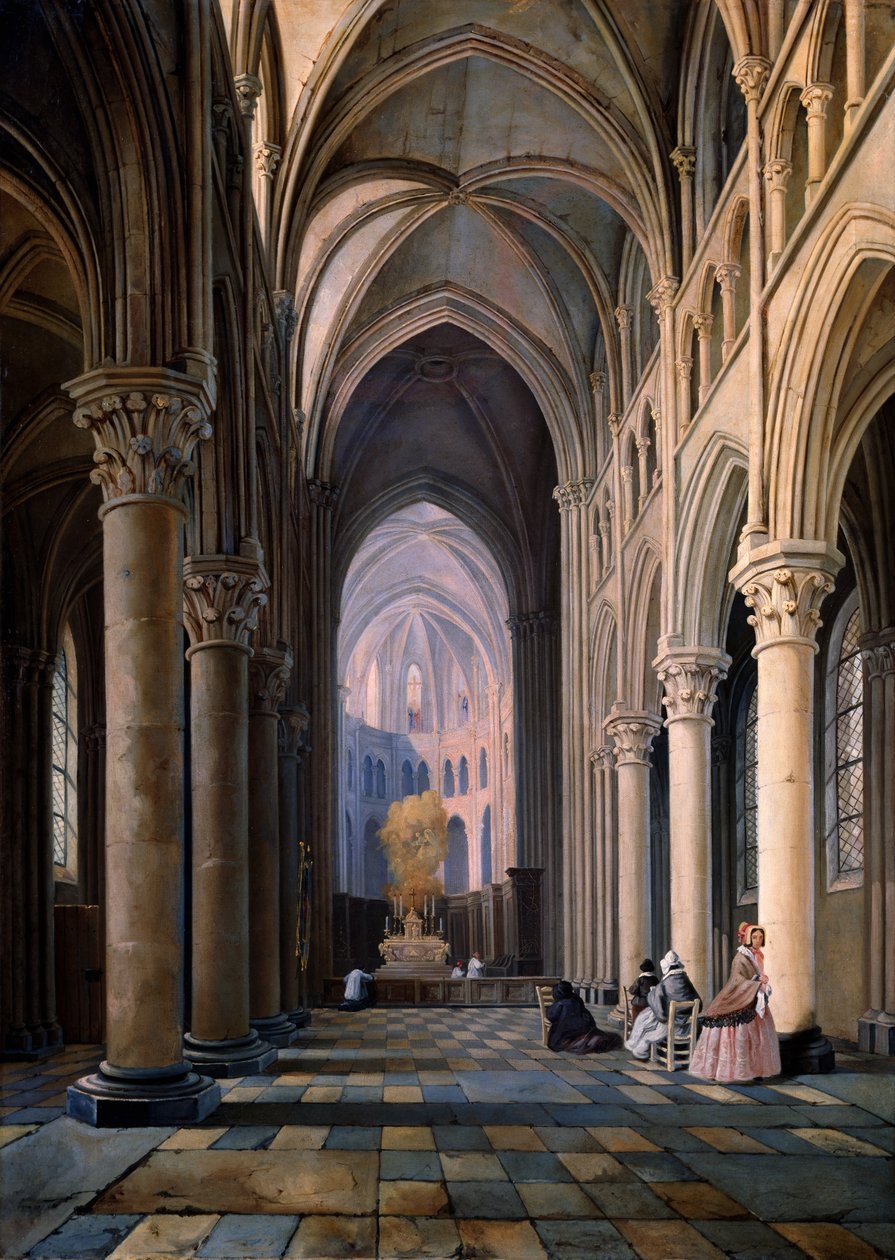 Interior de una iglesia de Hippolyte Joseph Cuvelier