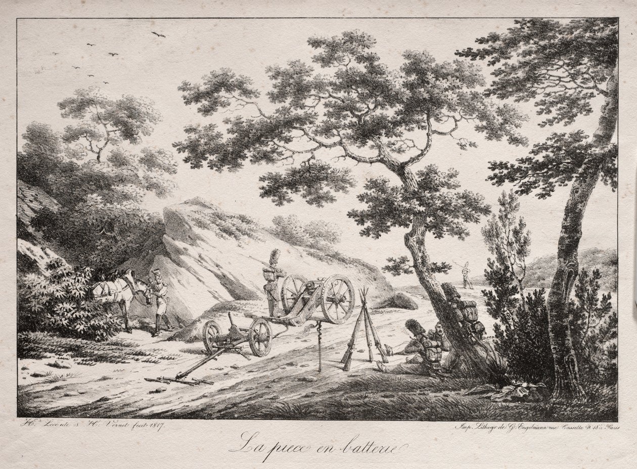 El cañón listo para disparar, 1817 de Hippolyte Lecomte
