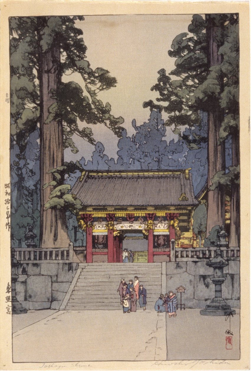 Santuario de Toshoyu (xilografía en color) de Hiroshi Yoshida