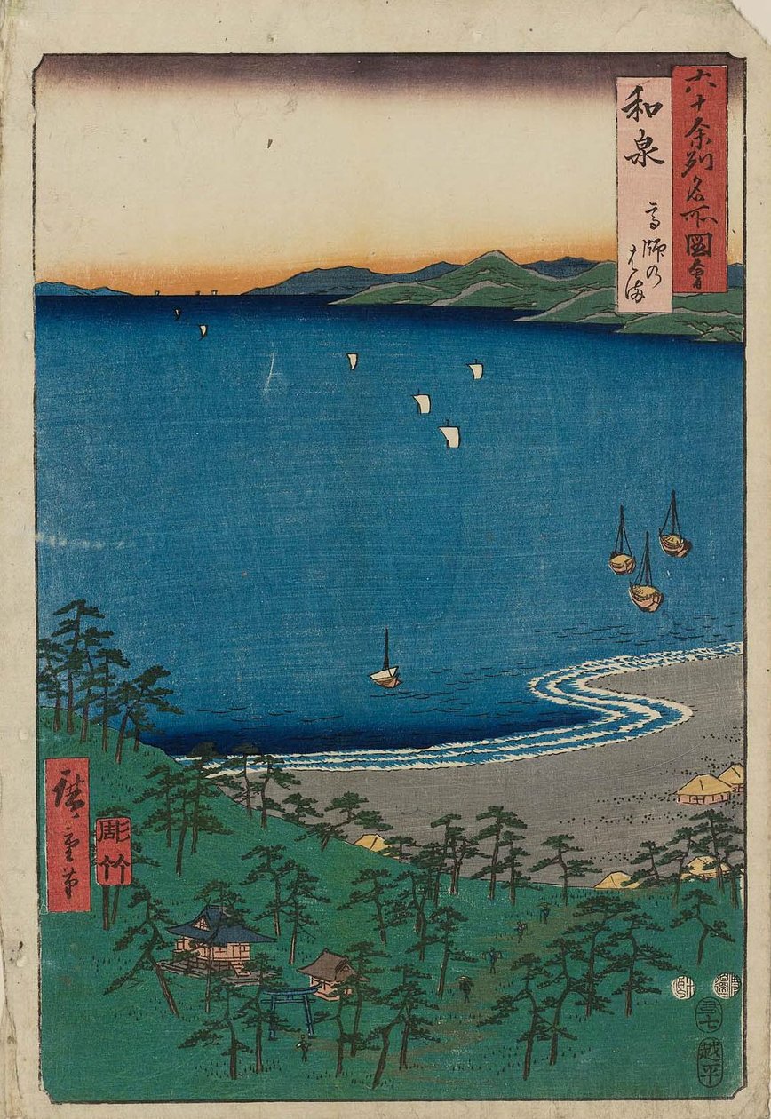 Provincia de Izumi: Playa Takashi de Utagawa Hiroshige