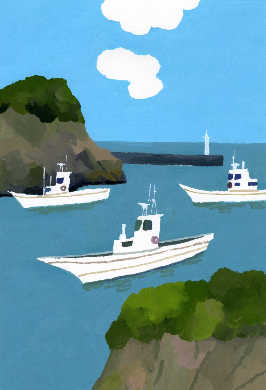 Tres barcos de pesca de Hiroyuki Izutsu
