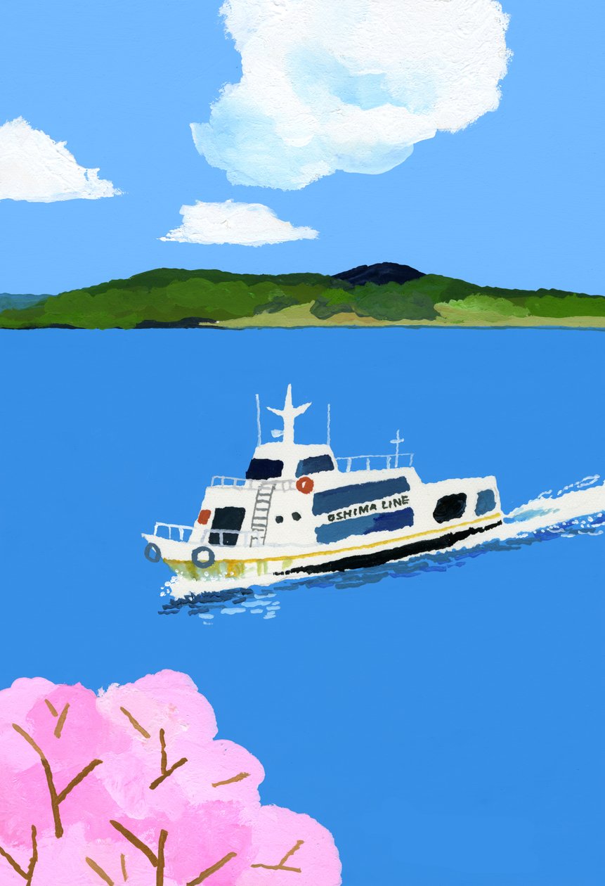 Barco Turístico y Flor de Cerezo de Hiroyuki Izutsu