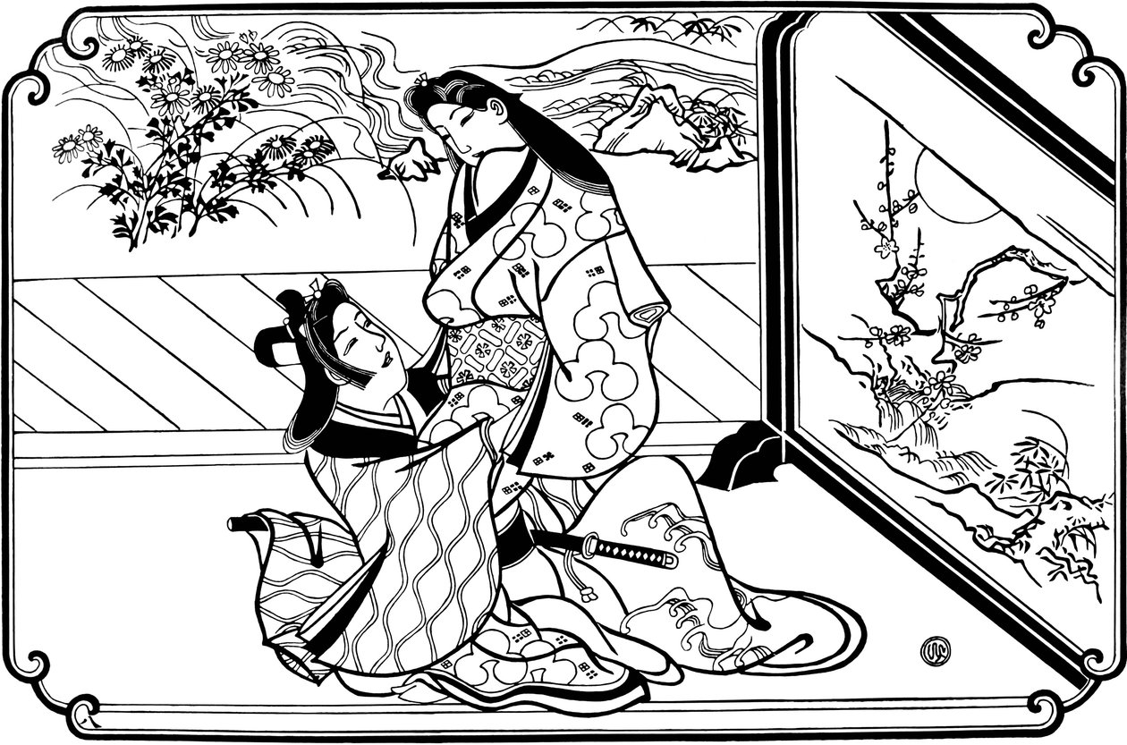 Detrás de la pantalla de Hishikawa Moronobu