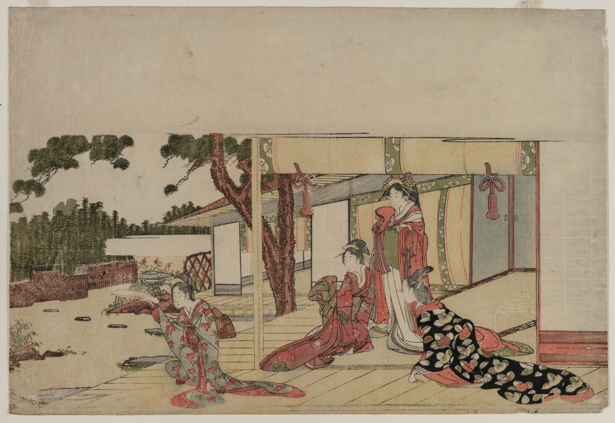 Mujeres en una veranda de Hishikawa Sori III