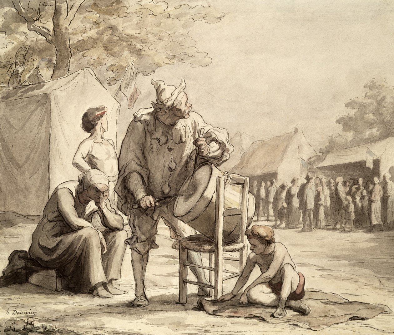 Acróbatas en la Feria c.1865-69 de Honoré Daumier