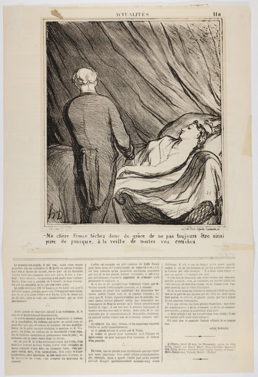 Ma chère France, tachez donc de grâce de ne pas toujours être ainsi prise de panique, à la veille de toutes vos couches, 1870 de Honoré Daumier