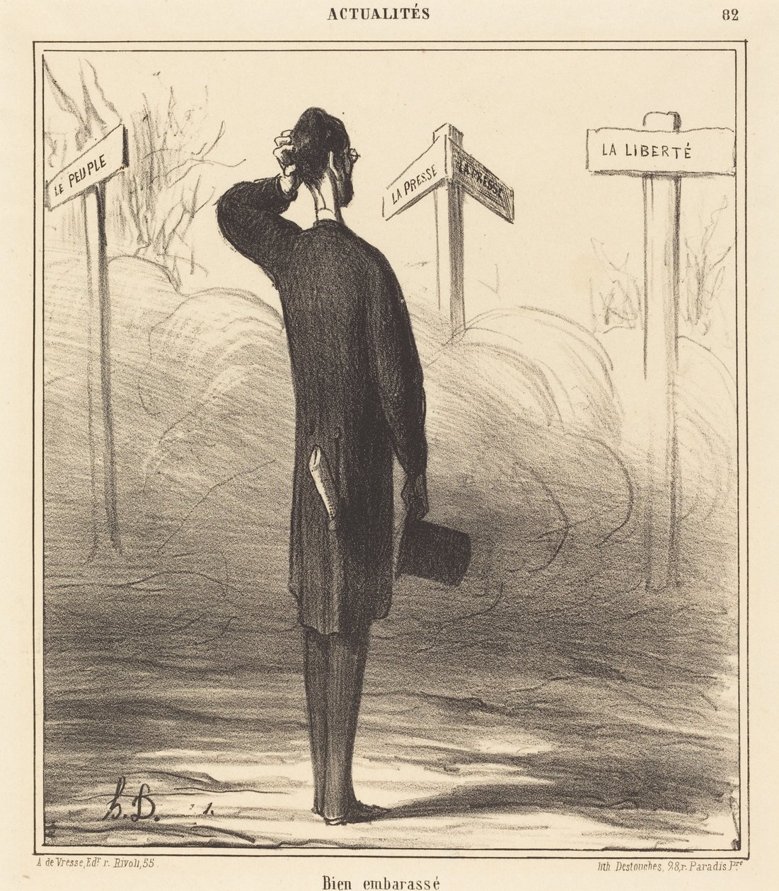 ¿A la derecha o a la izquierda? de Honoré Daumier
