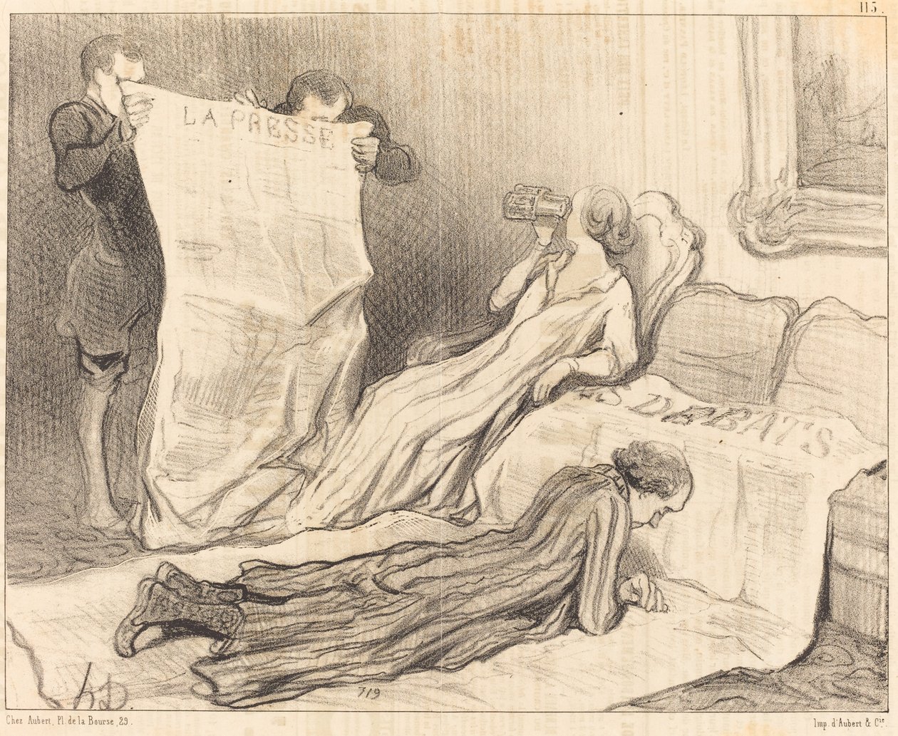 Suscriptores recibiendo su periódico... de Honoré Daumier