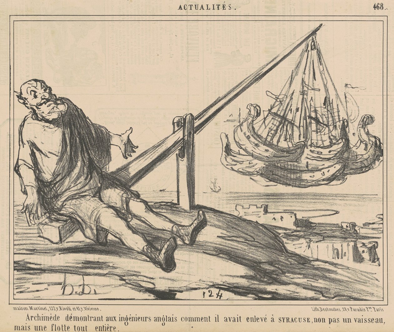 Arquímedes demostrando a los ingenieros ingleses de Honoré Daumier