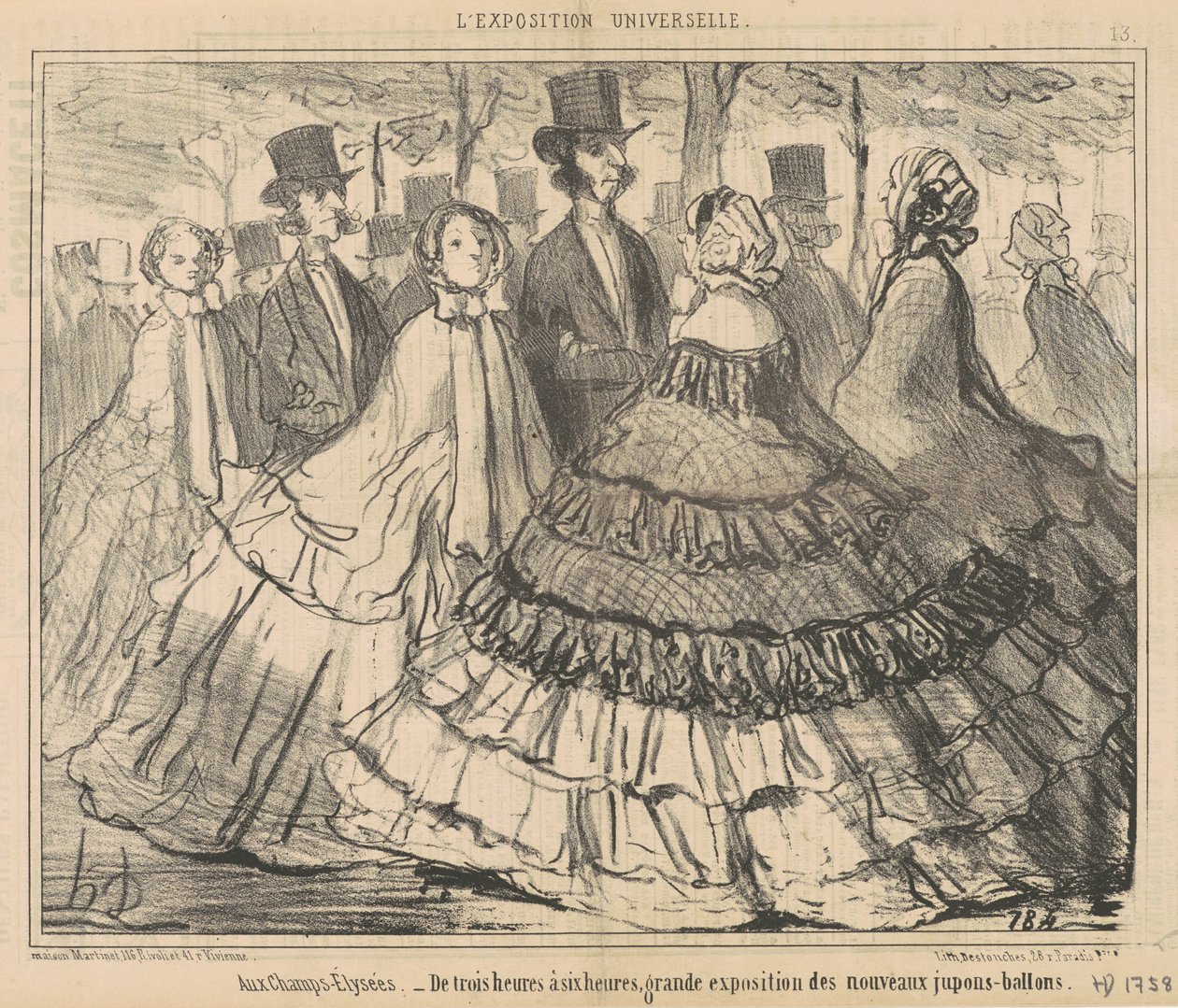 En los Campos Elíseos... De tres a seis horas de Honoré Daumier