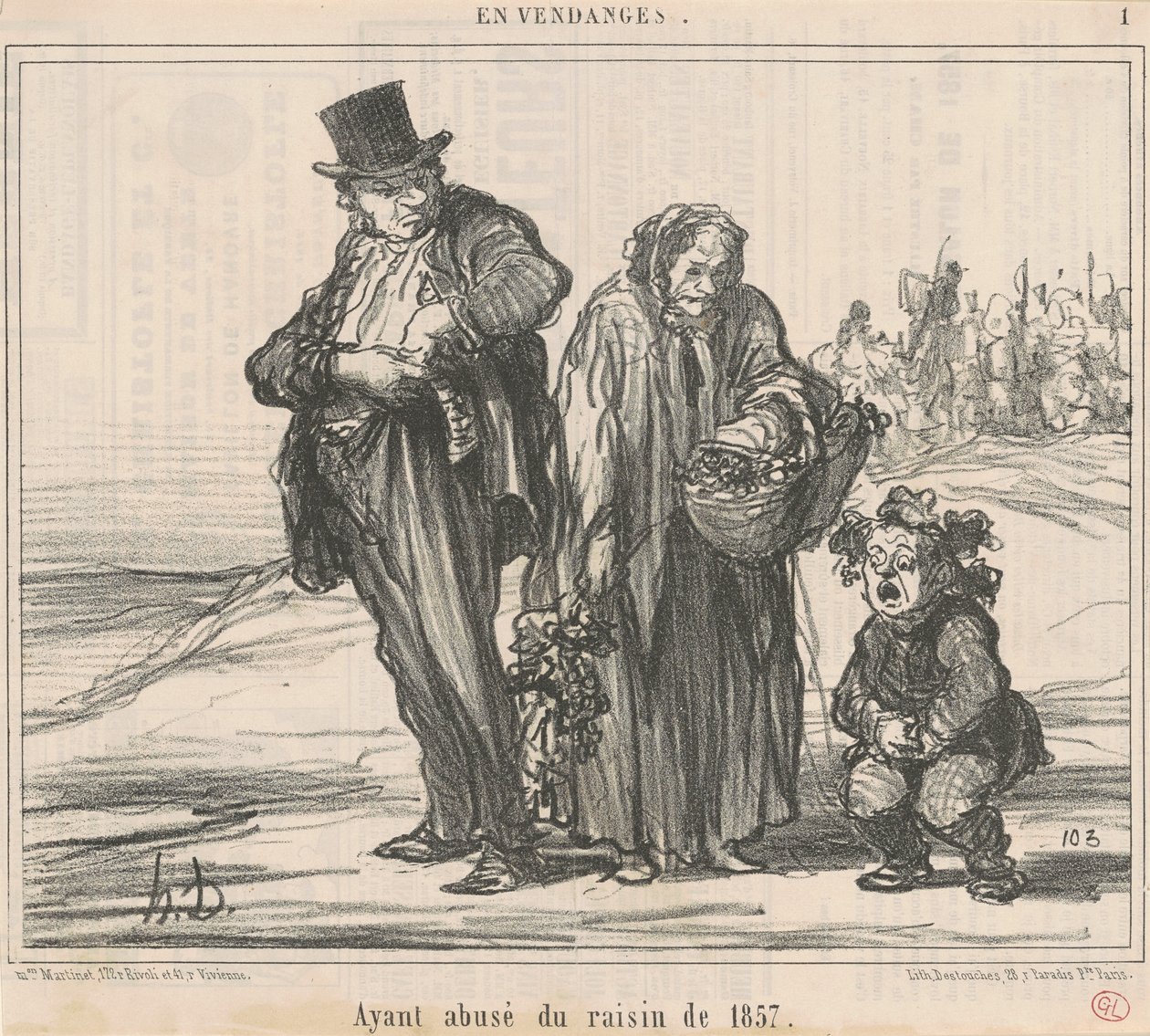 Habiendo abusado de la uva de 1857 de Honoré Daumier
