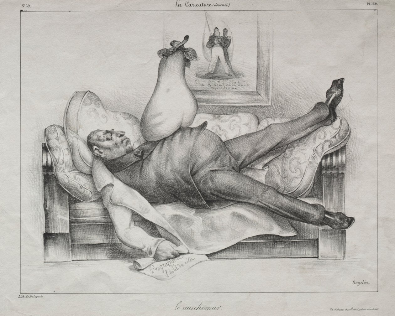 Caricatura, placa 139: La pesadilla, 1832 de Honoré Daumier