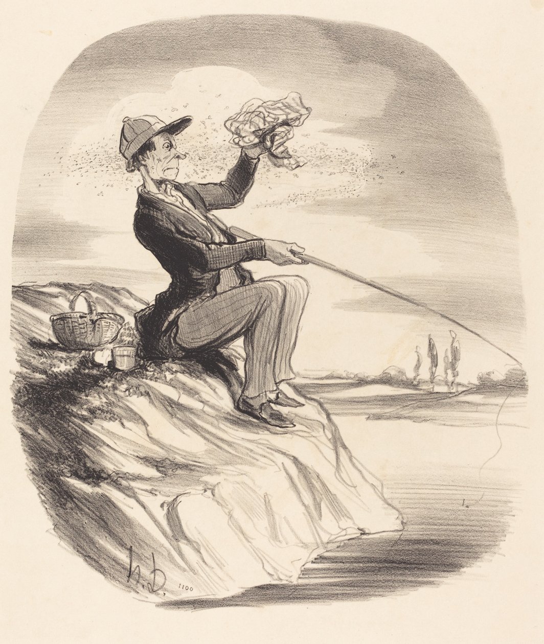 Desagrado de ir a pescar... de Honoré Daumier