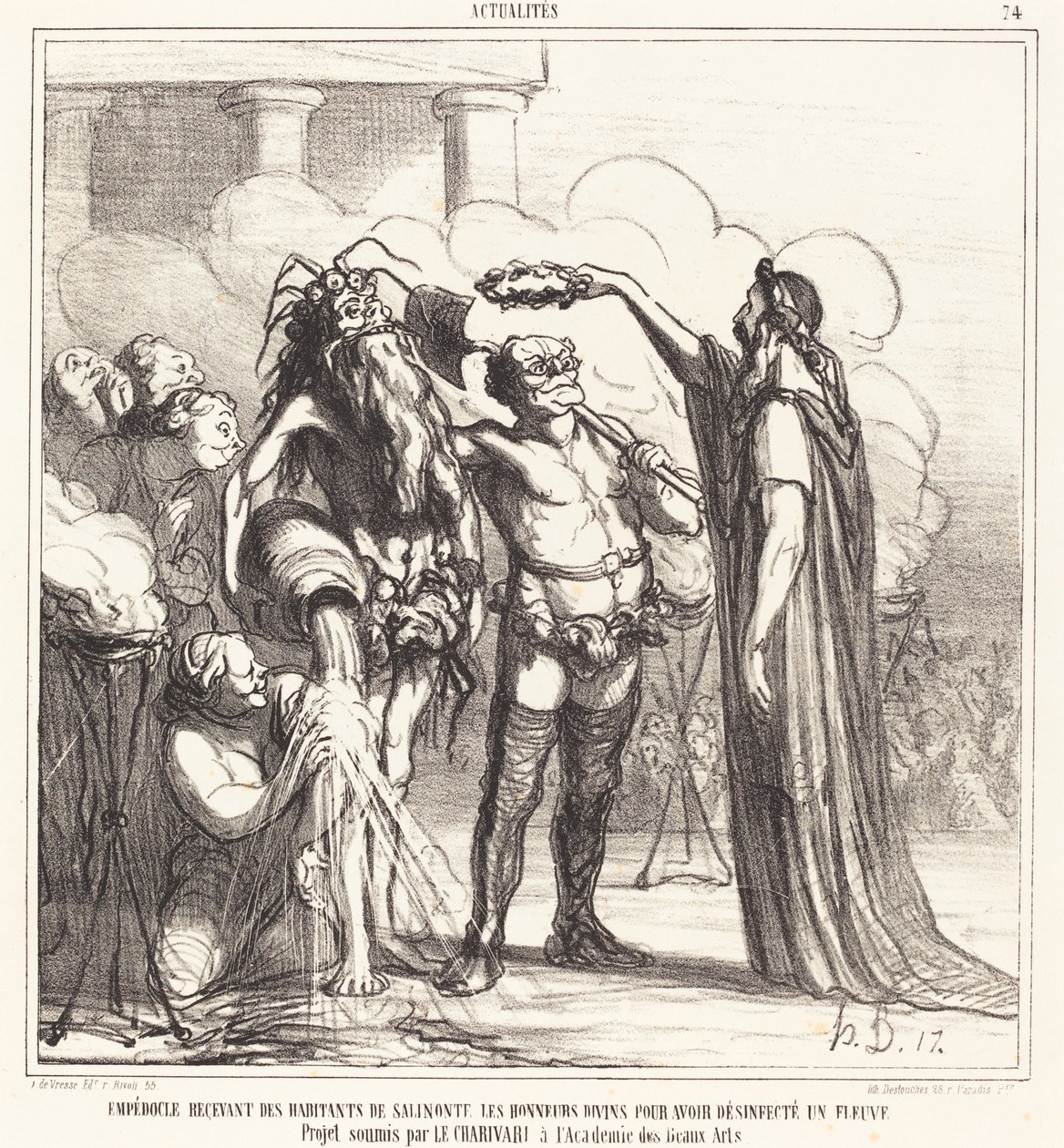 Empédocles recibiendo los honores divinos de Honoré Daumier