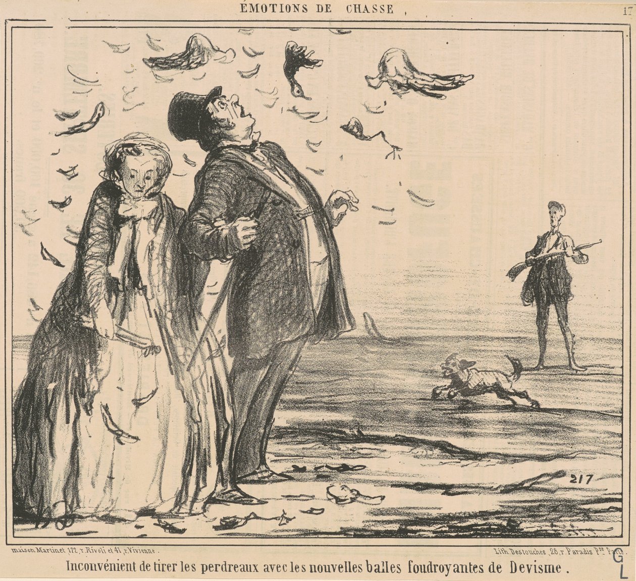 Inconveniente de disparar a las perdices ... de Honoré Daumier