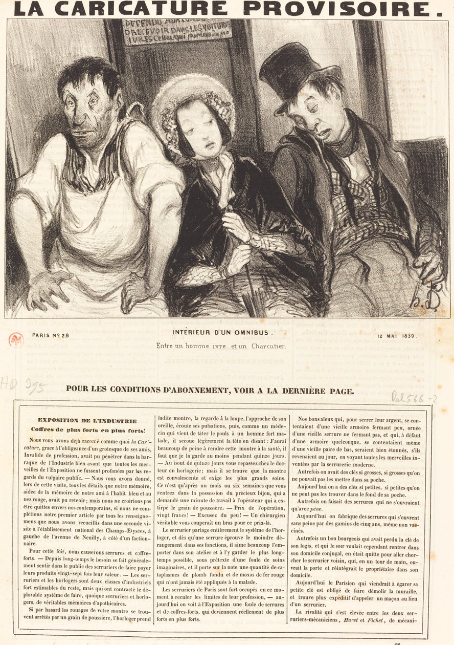 Interior de un ómnibus de Honoré Daumier