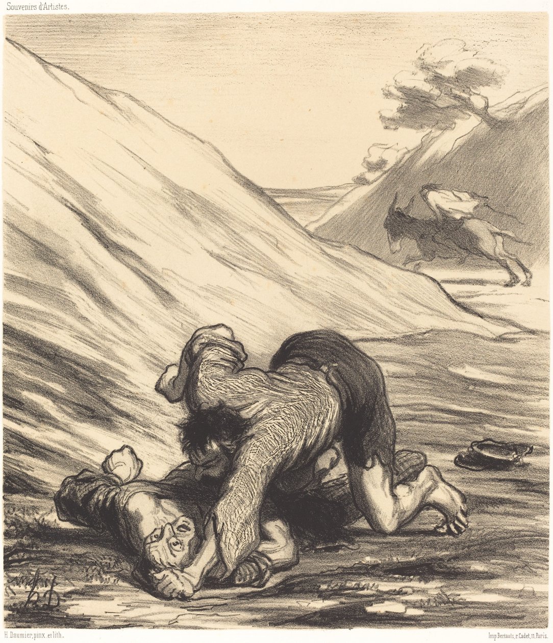 El asno y los dos ladrones de Honoré Daumier