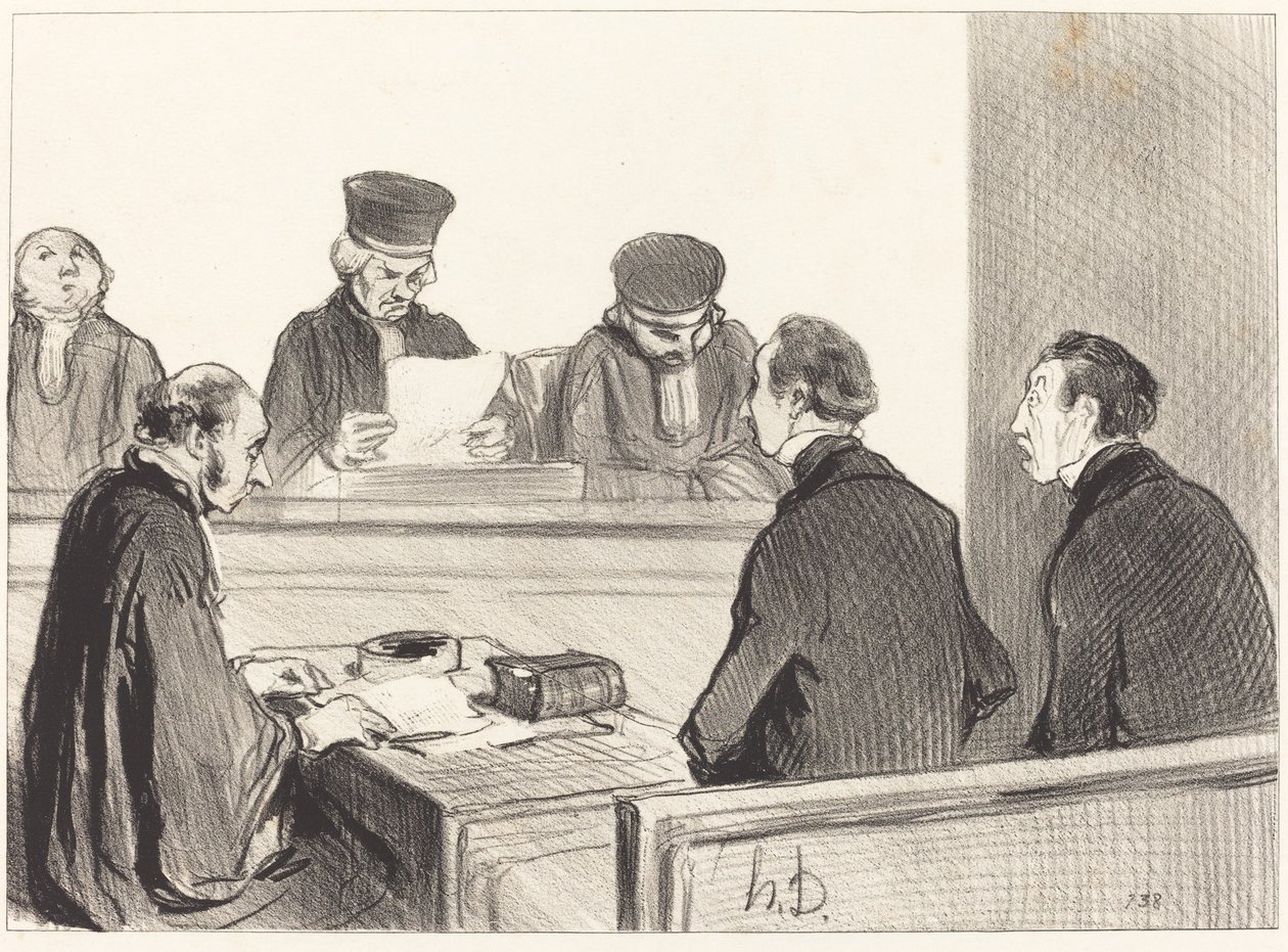 La corte, vaciando la deliberación... de Honoré Daumier