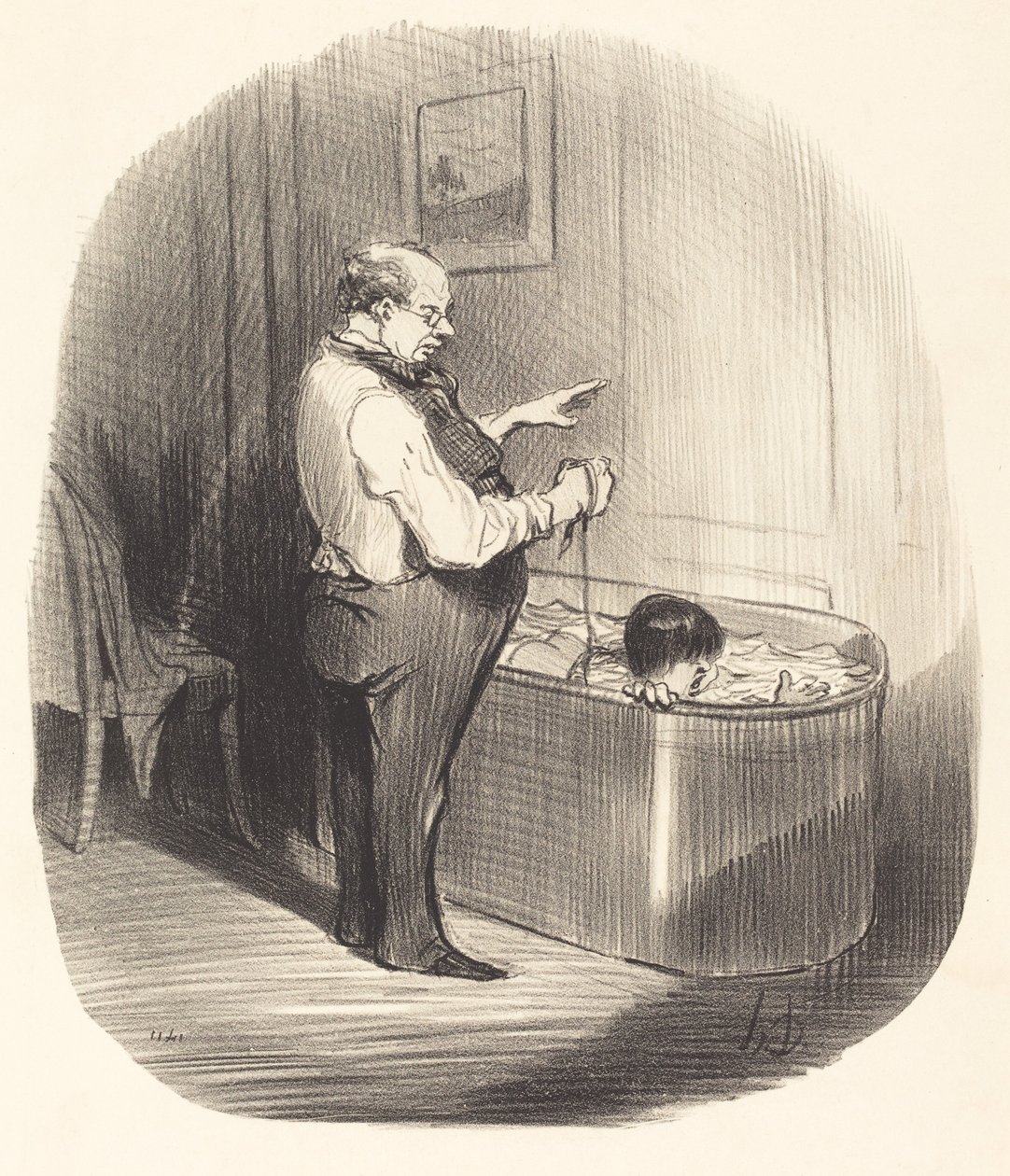 La Primera Lección de Natación de Honoré Daumier