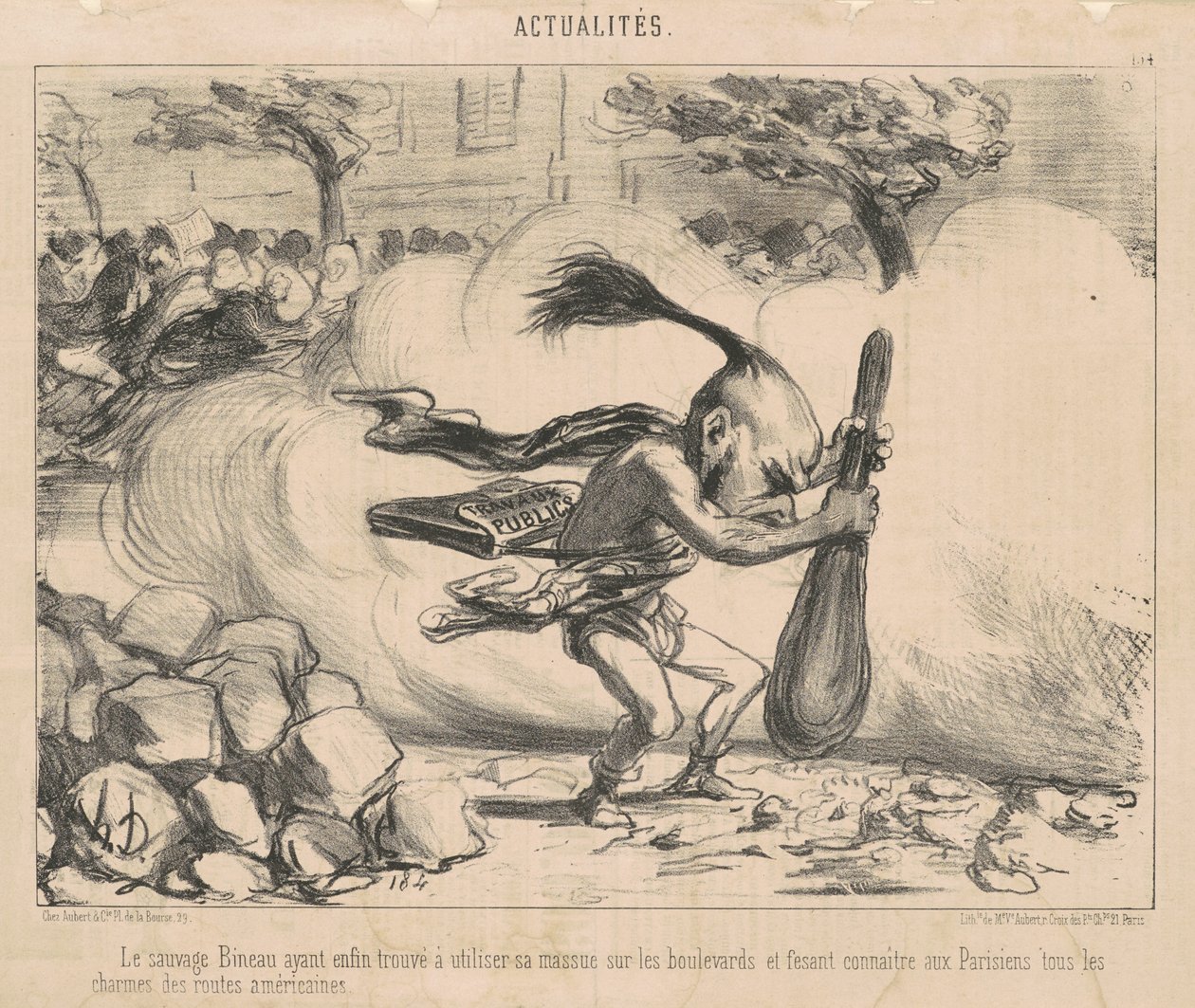 El salvaje Bineau teniendo... de Honoré Daumier
