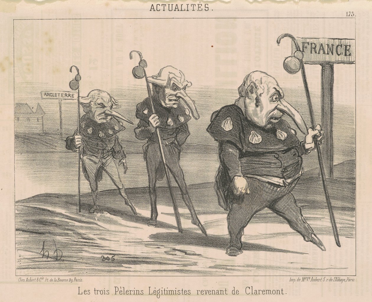 Los tres legitimistas ... regresando de Claremont de Honoré Daumier