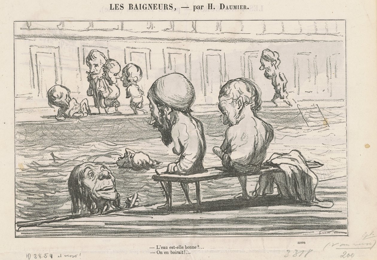 ¿Está buena el agua?... / Agua llena de Honoré Daumier