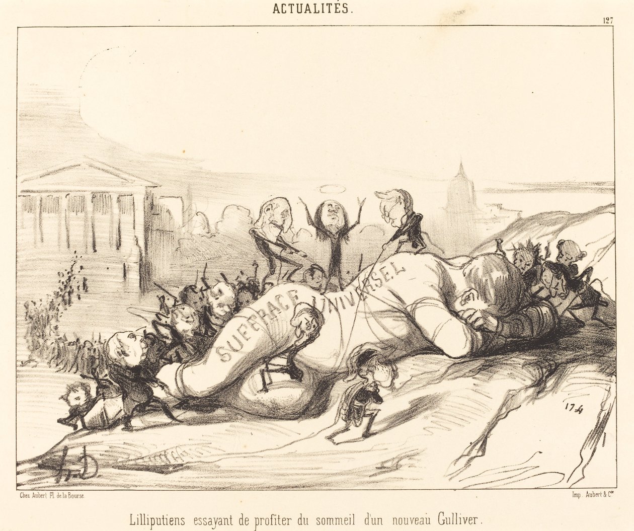 Lilliputiens intentando aprovechar el sueño... de Honoré Daumier