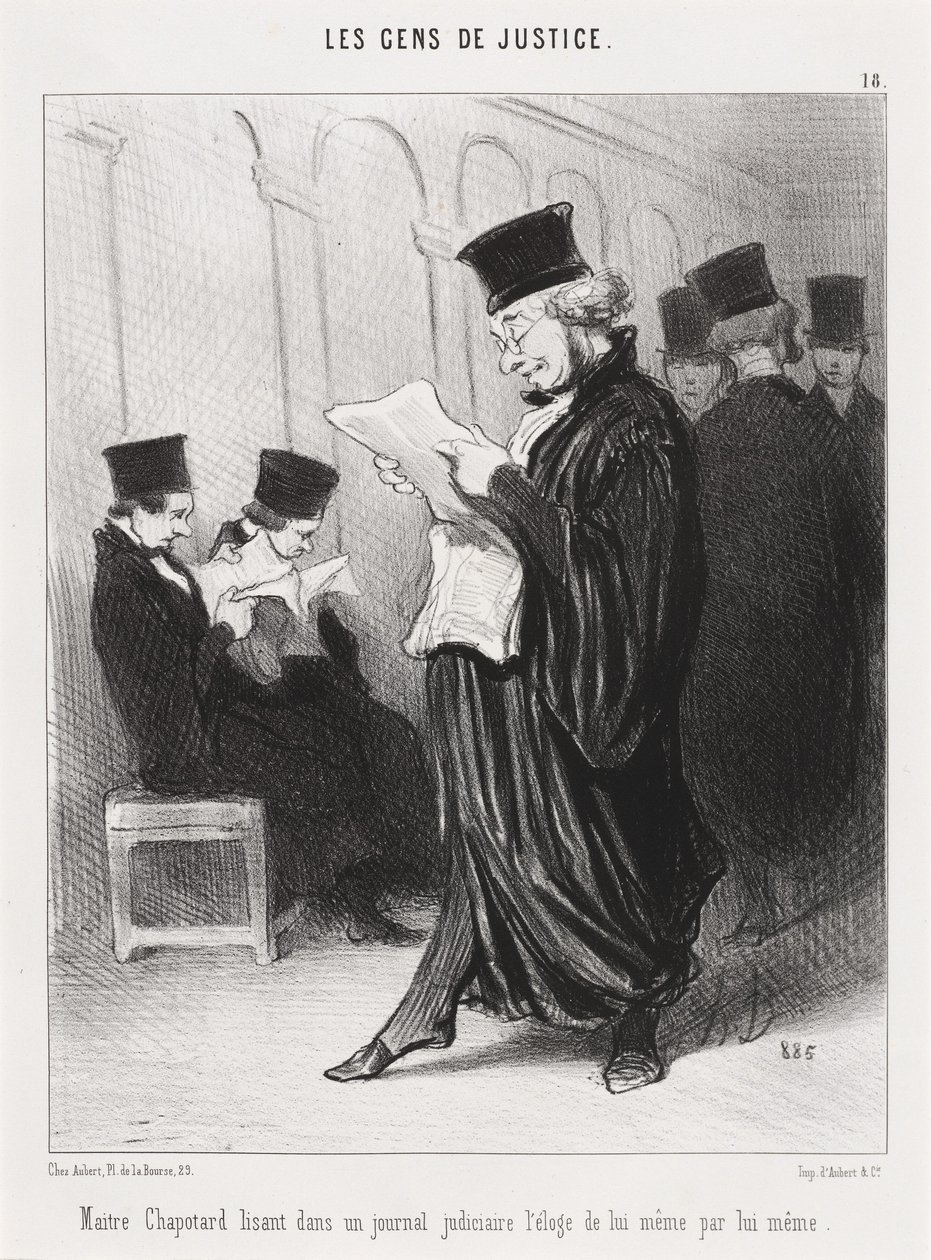 Maître Chapotard leyendo... el elogio de sí mismo... de Honoré Daumier