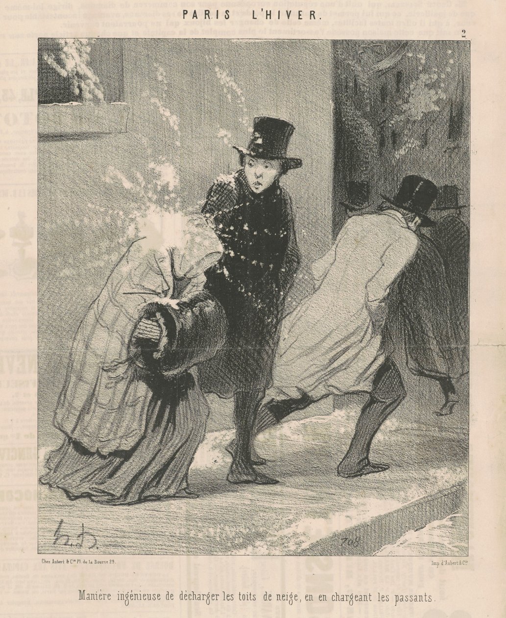 Ingeniosa manera de descargar los techos... de Honoré Daumier