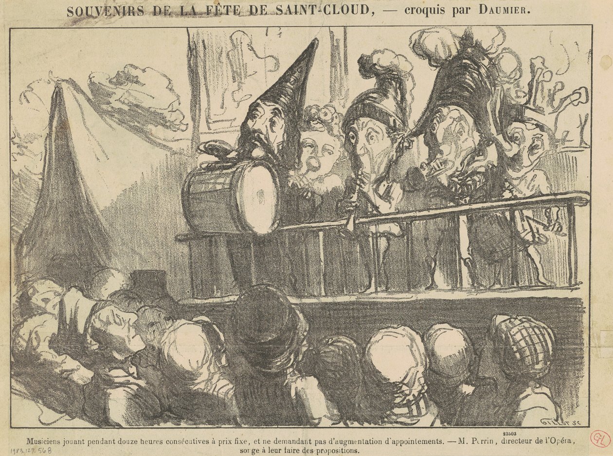 Músicos tocando durante doce horas de Honoré Daumier