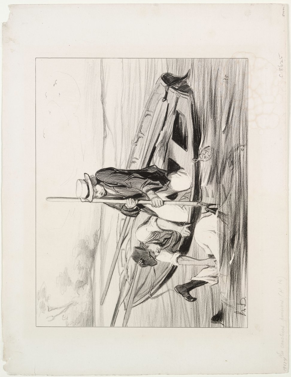 Barqueros parisinos, placa 14: Hombre al agua de Honoré Daumier