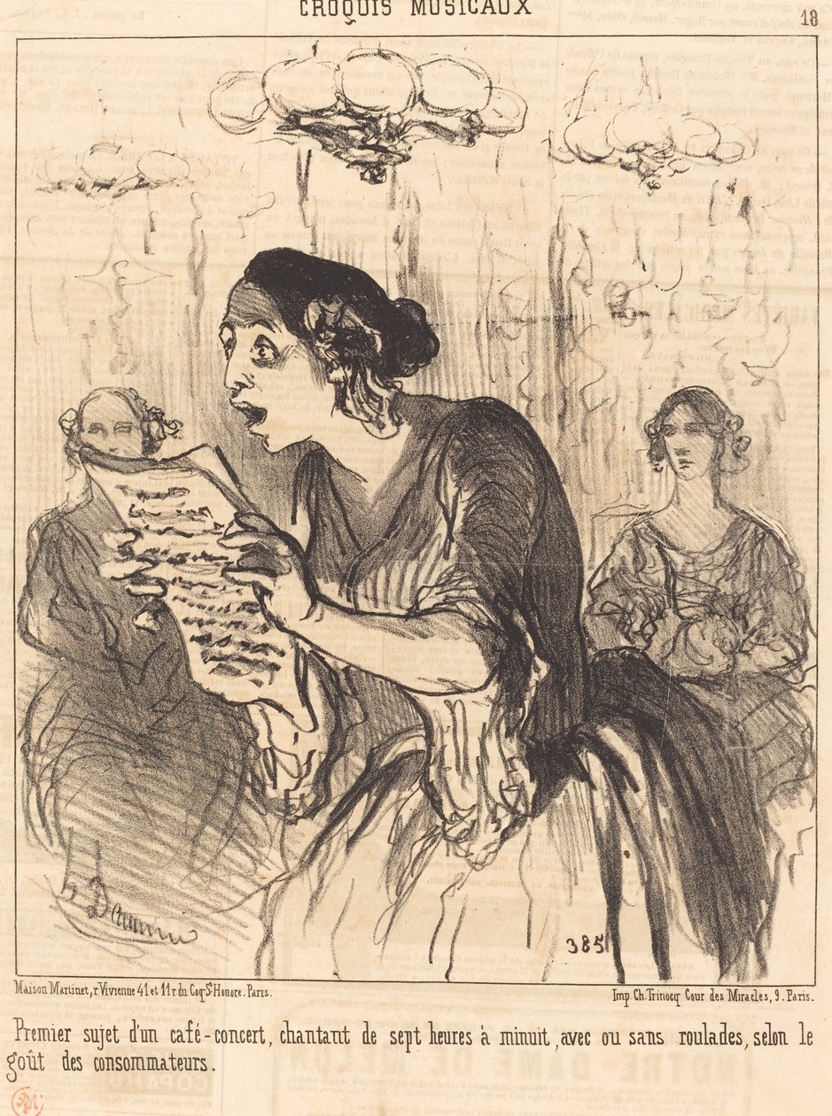 Primer tema de un café-concierto cantando... de Honoré Daumier