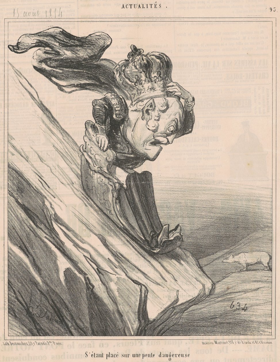 Colocándose en una pendiente peligrosa de Honoré Daumier