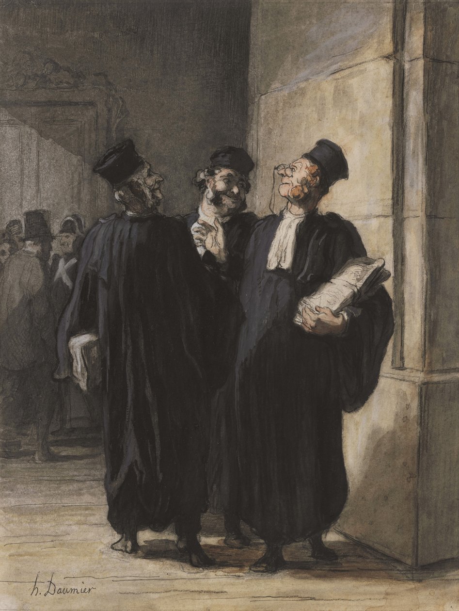 Tres abogados conversando, c.1862-65 de Honoré Daumier