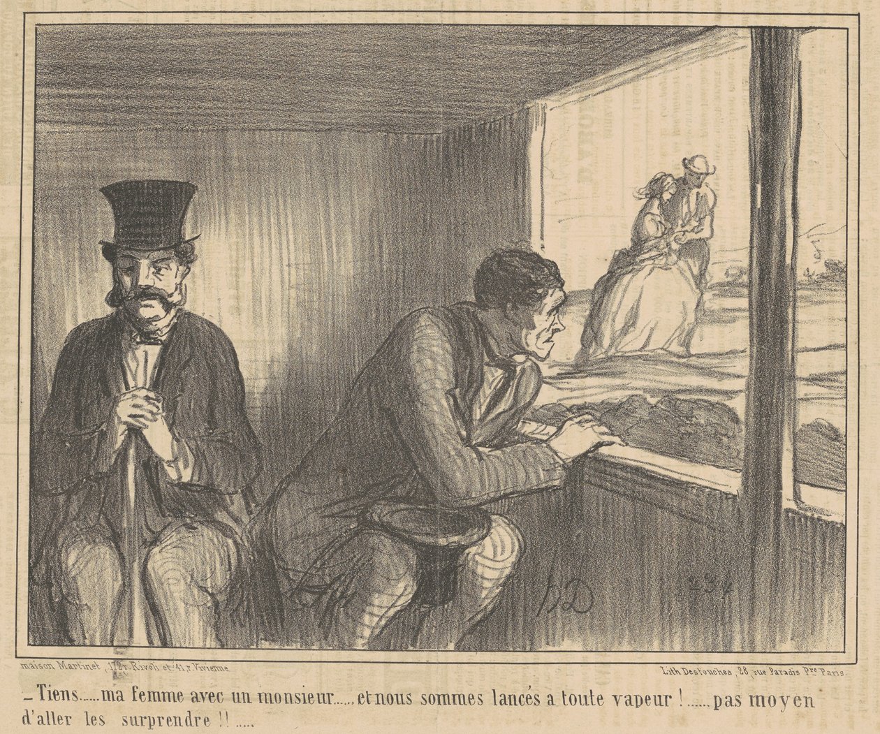 ¡Mira... mi esposa con un señor...! de Honoré Daumier