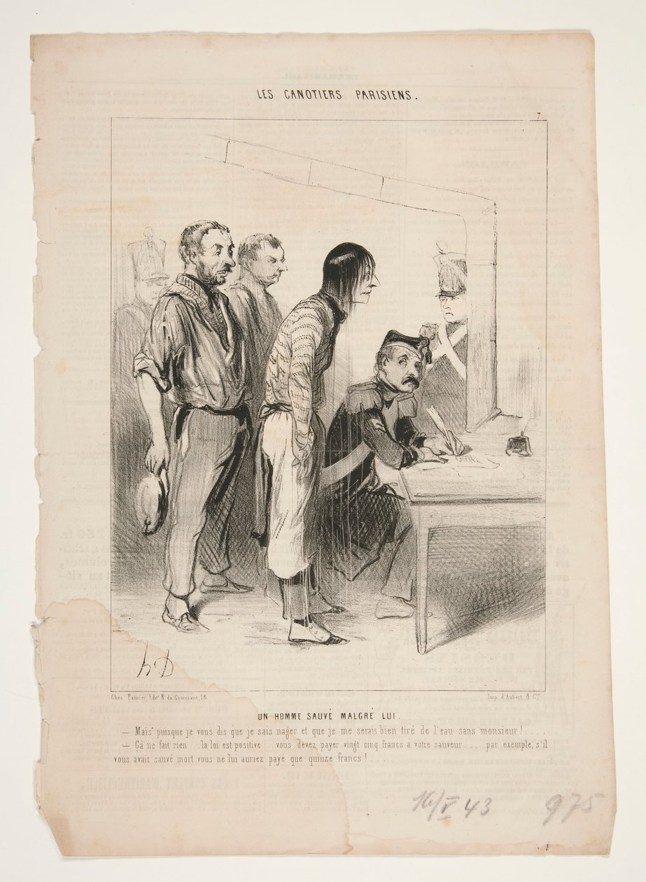 Un hombre salva a pesar de sí mismo de Honoré Daumier
