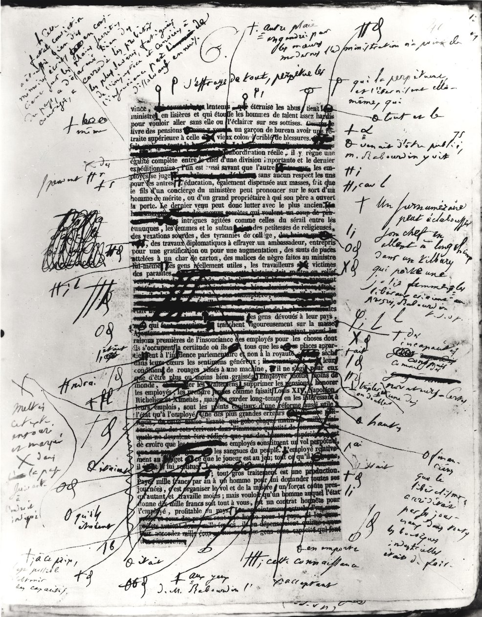Página de una de las obras de Balzac con correcciones manuscritas de Honore de Balzac