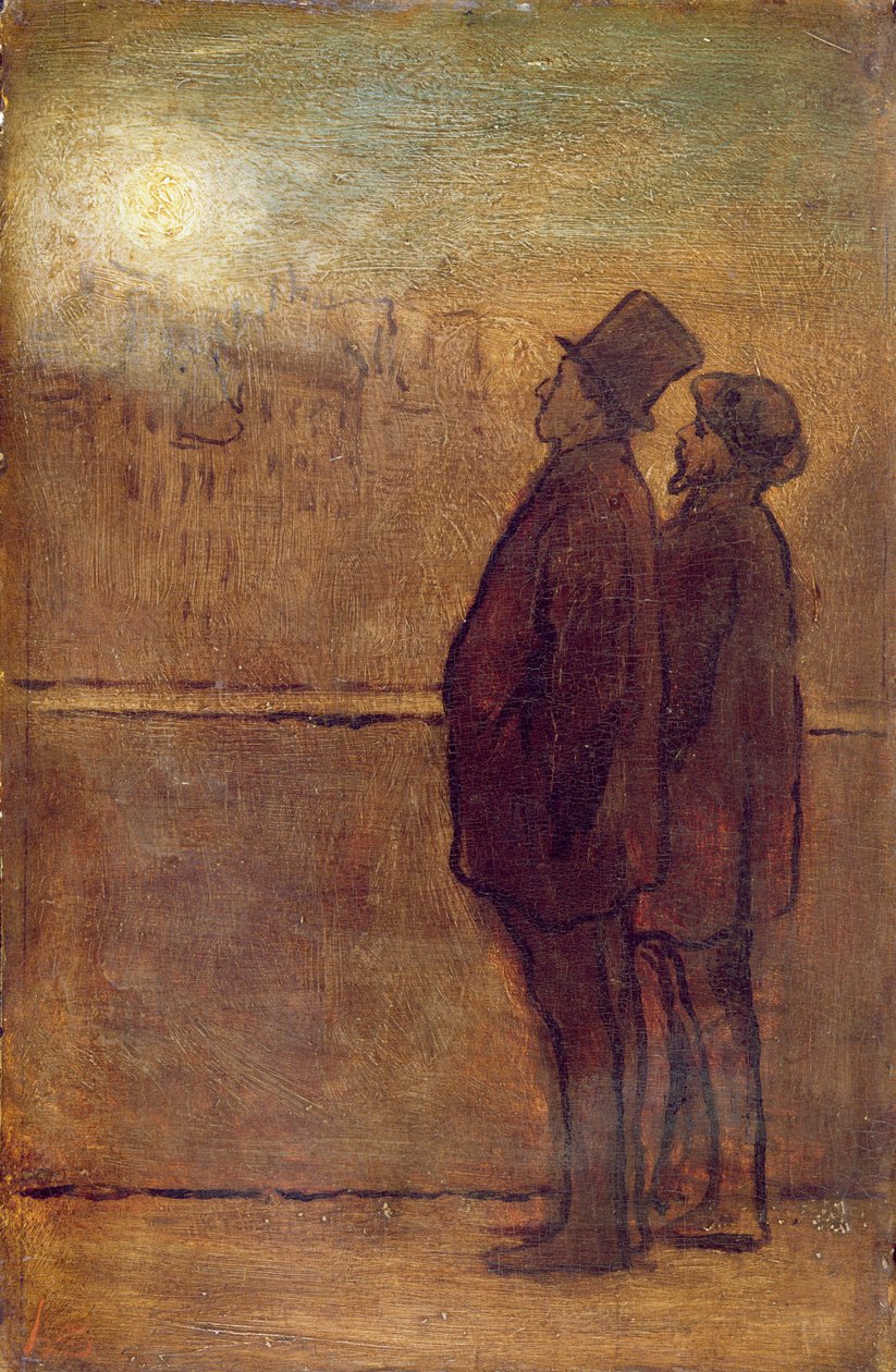 Los caminantes nocturnos (óleo sobre tabla) de Honoré Daumier