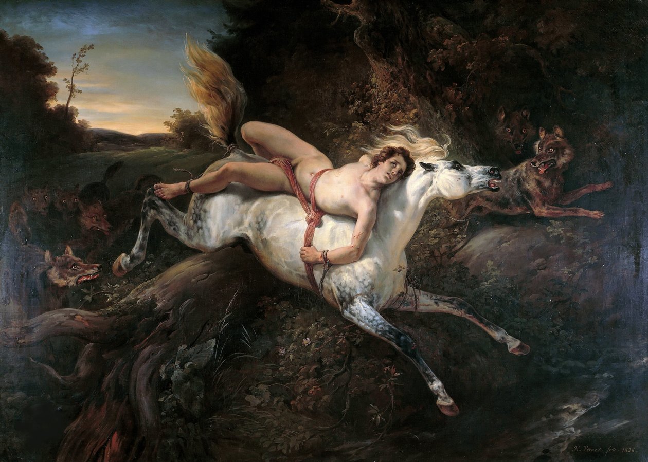 Mazeppa y los lobos, 1826 de Emile Jean Horace Vernet