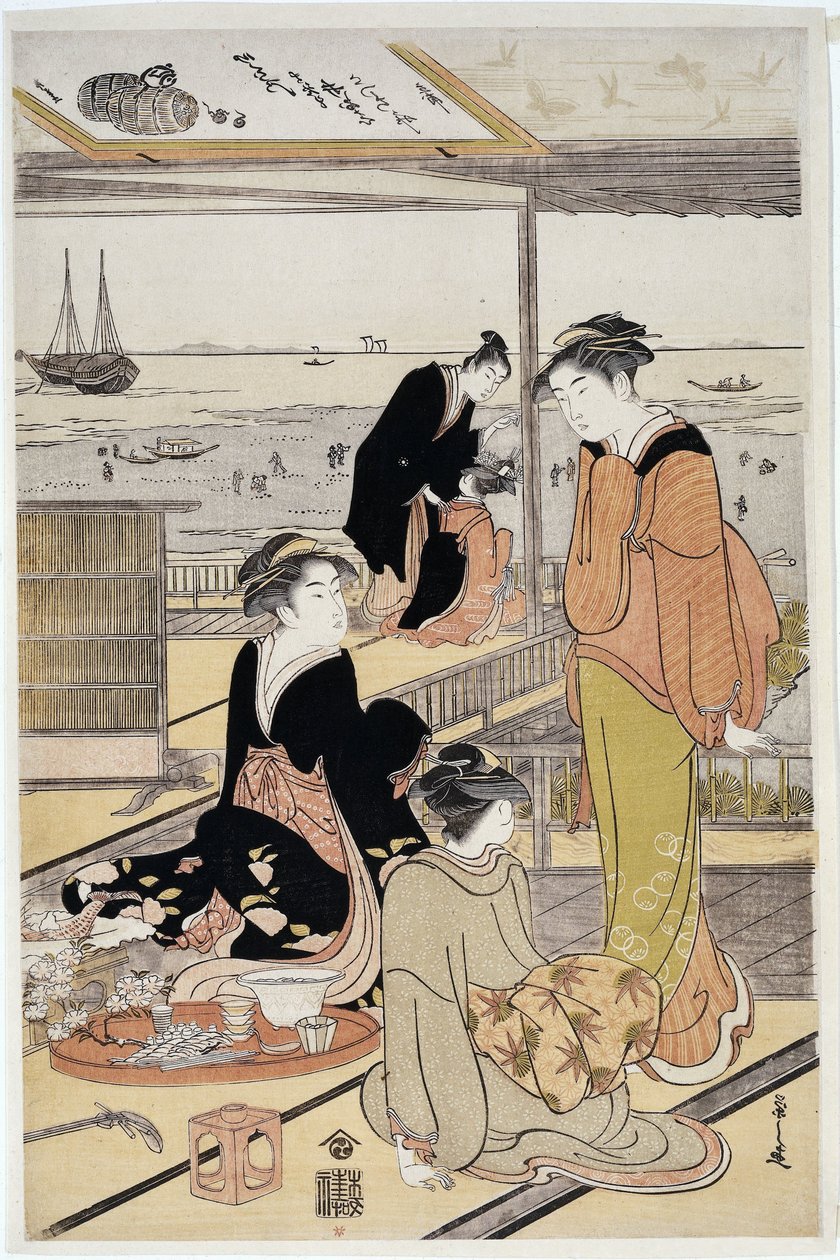 Casa de té en la bahía de Shinagawa de Hosoda Eishi