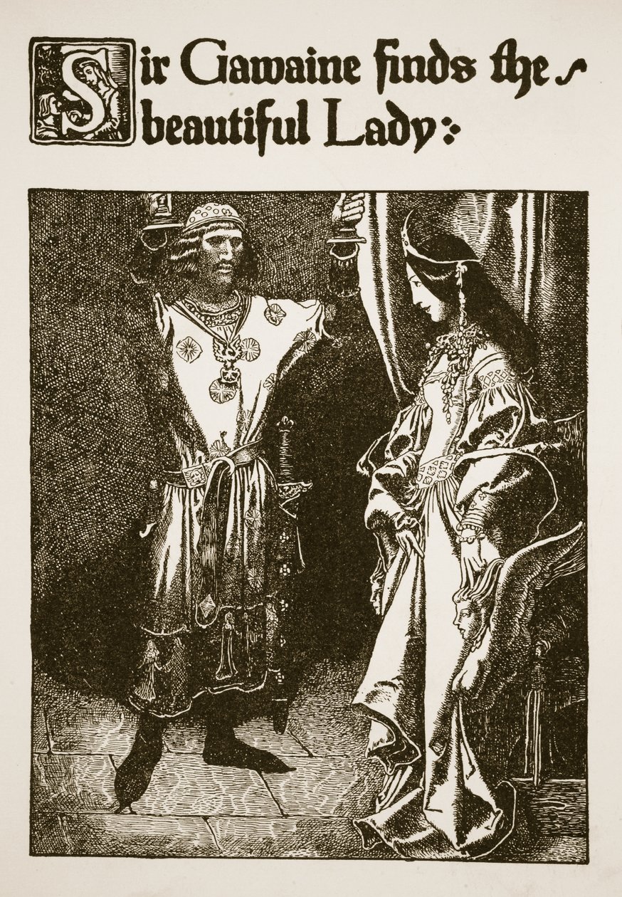 Sir Gawaine encuentra a la hermosa dama, ilustración de 
