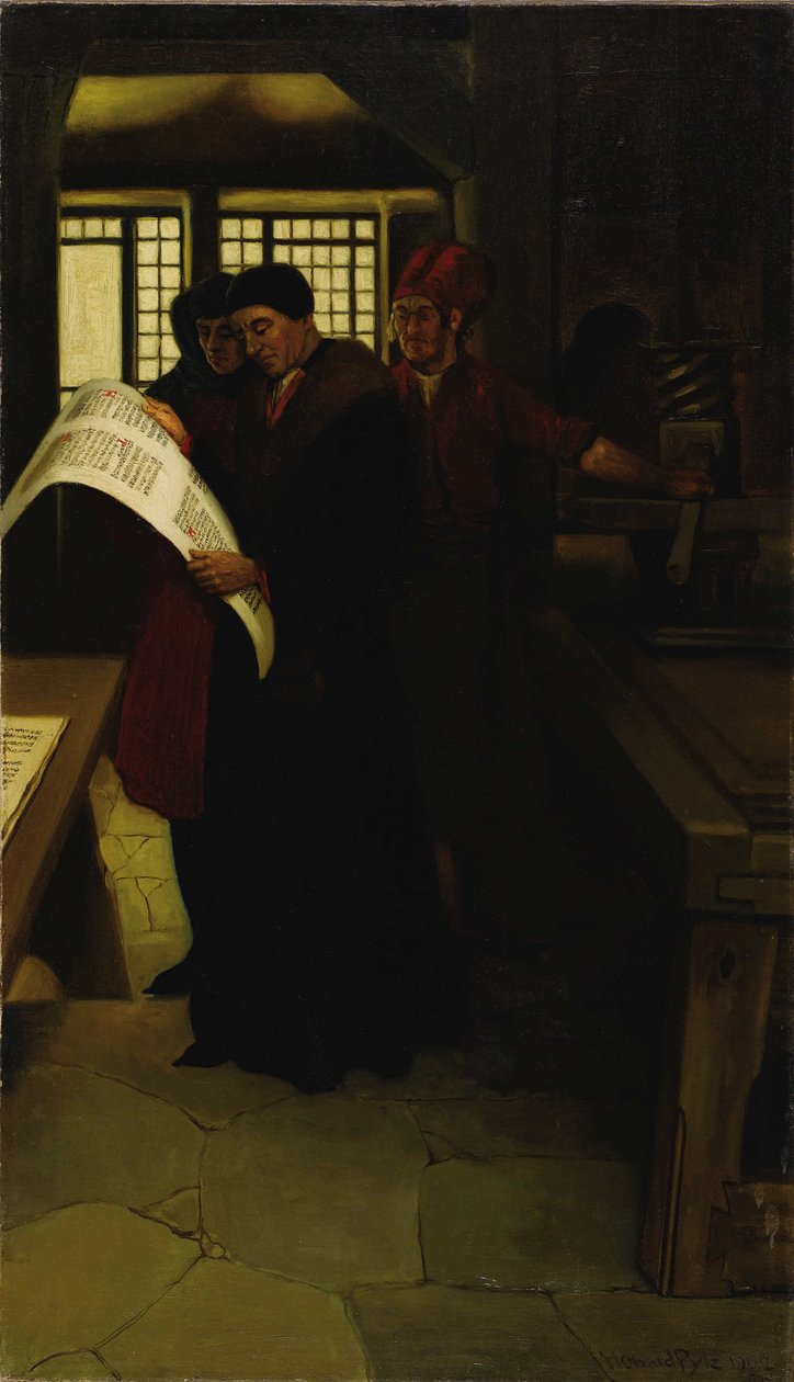 Gutenberg en la imprenta de Howard Pyle