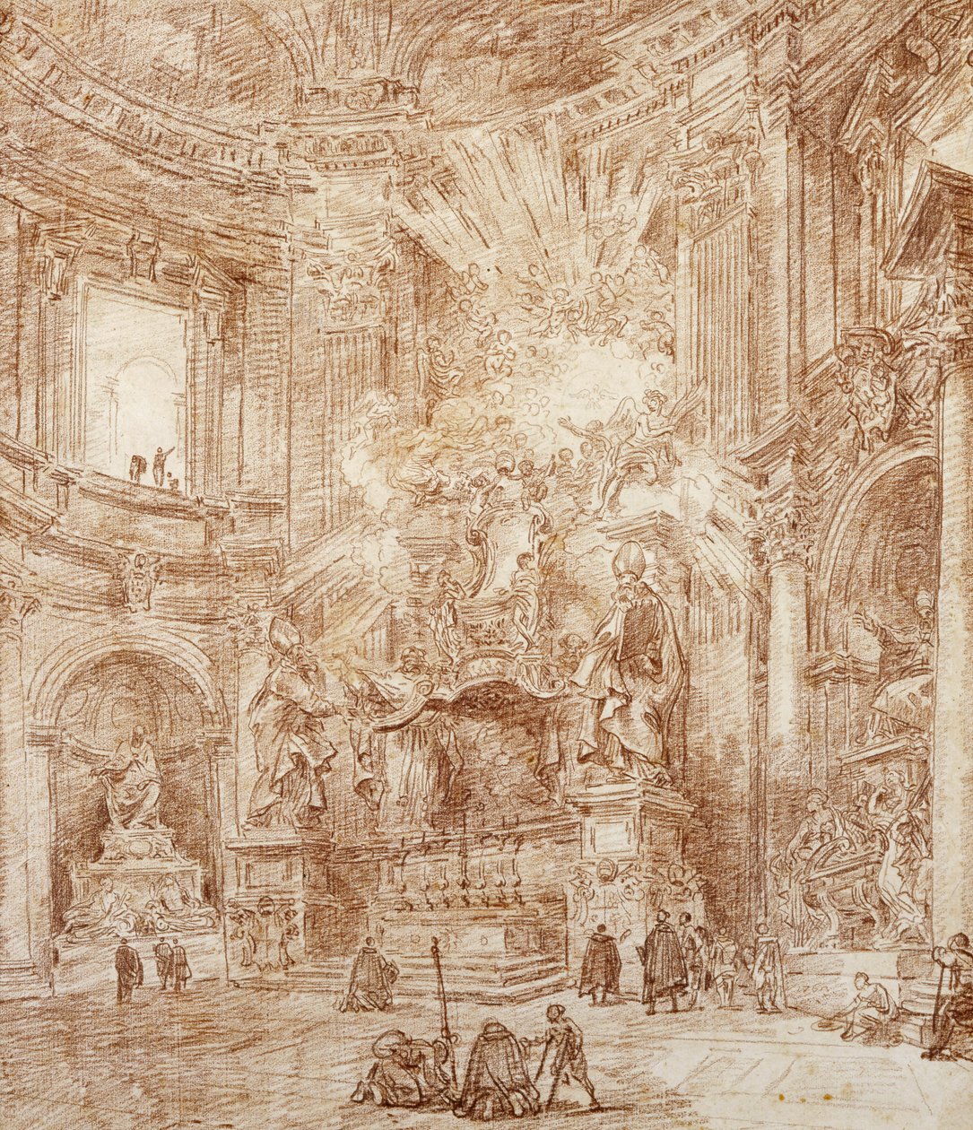 Interior de una iglesia de Hubert Robert