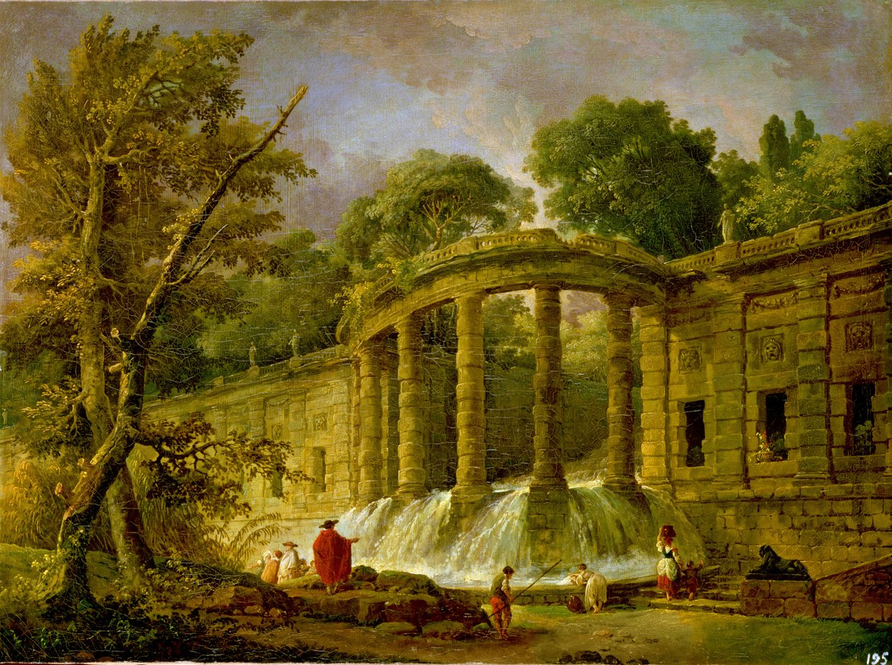 Pabellón con Cascada, 1760 de Hubert Robert