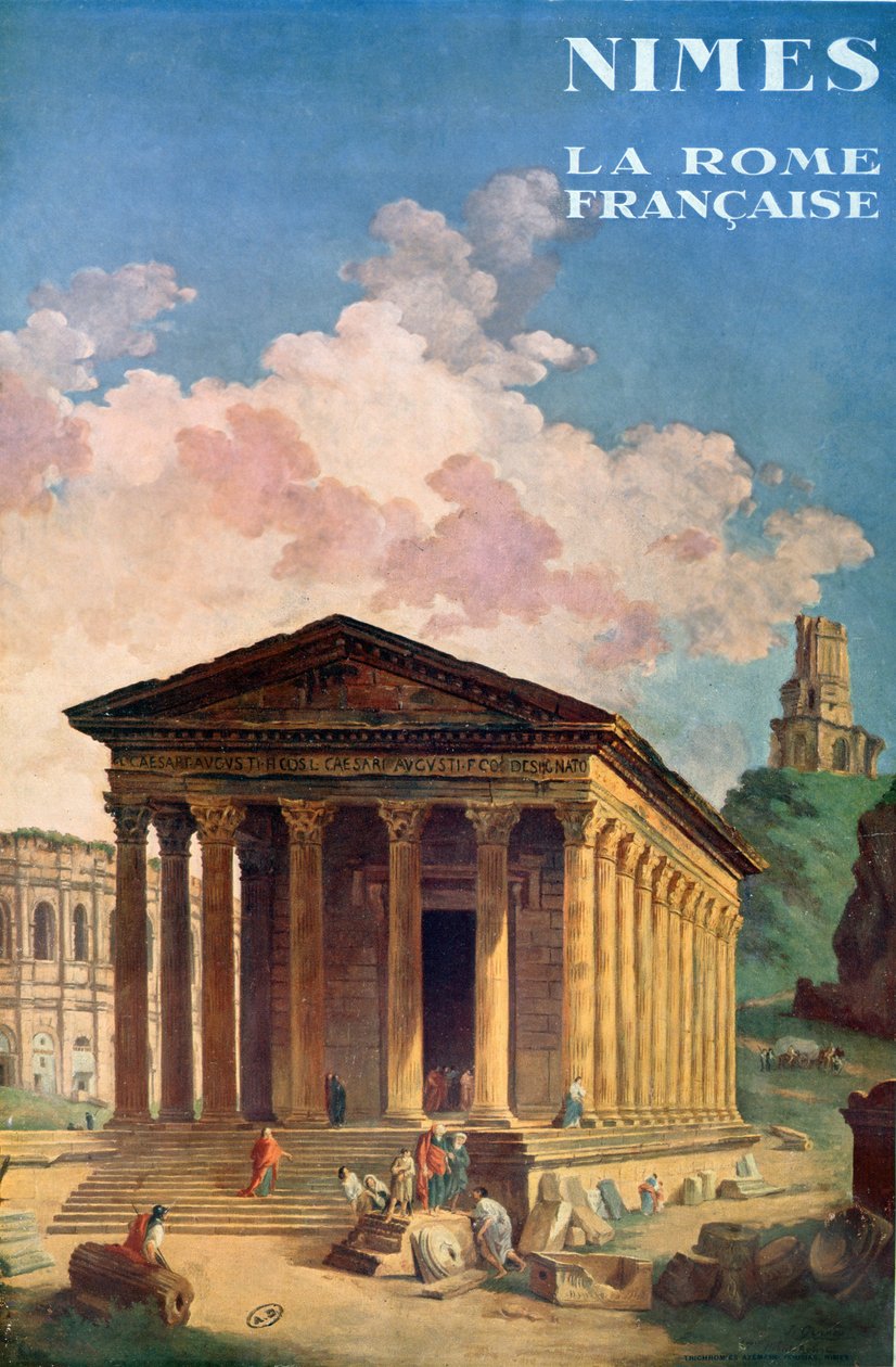 Póster publicitario de Nimes, la Roma francesa de Hubert Robert