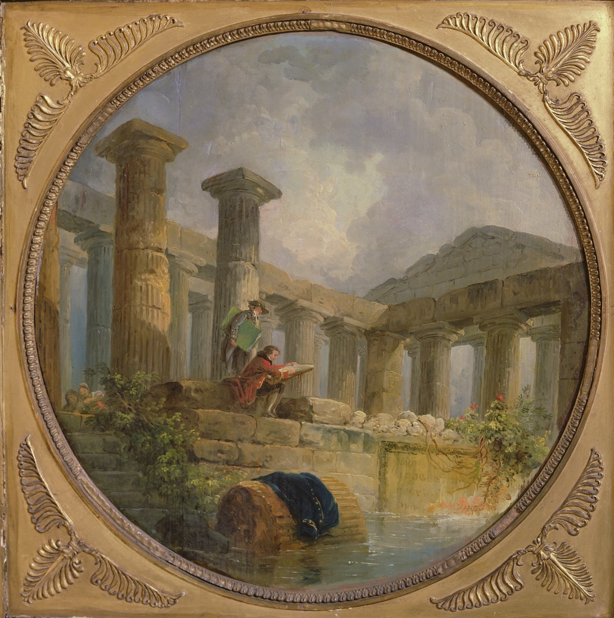 Ruinas de un templo imitando Paestum de Hubert Robert