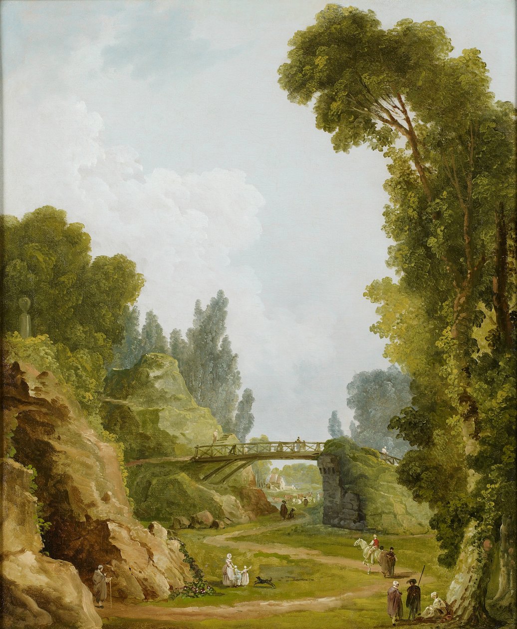 El puente rústico, Château de Méréville, Francia, c.1785 de Hubert Robert