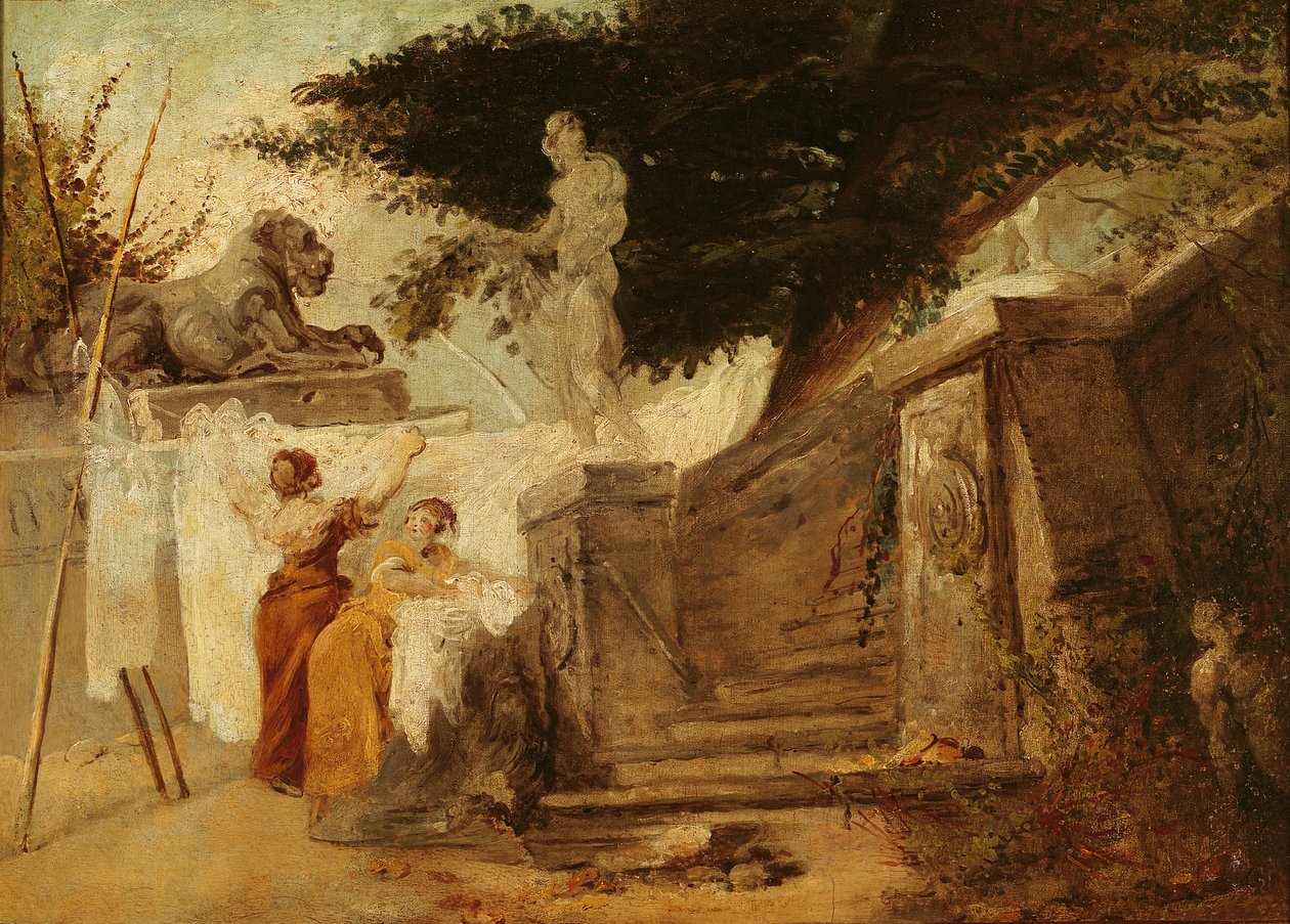 Lavanderas en un jardín, c.1756-61 de Hubert Robert