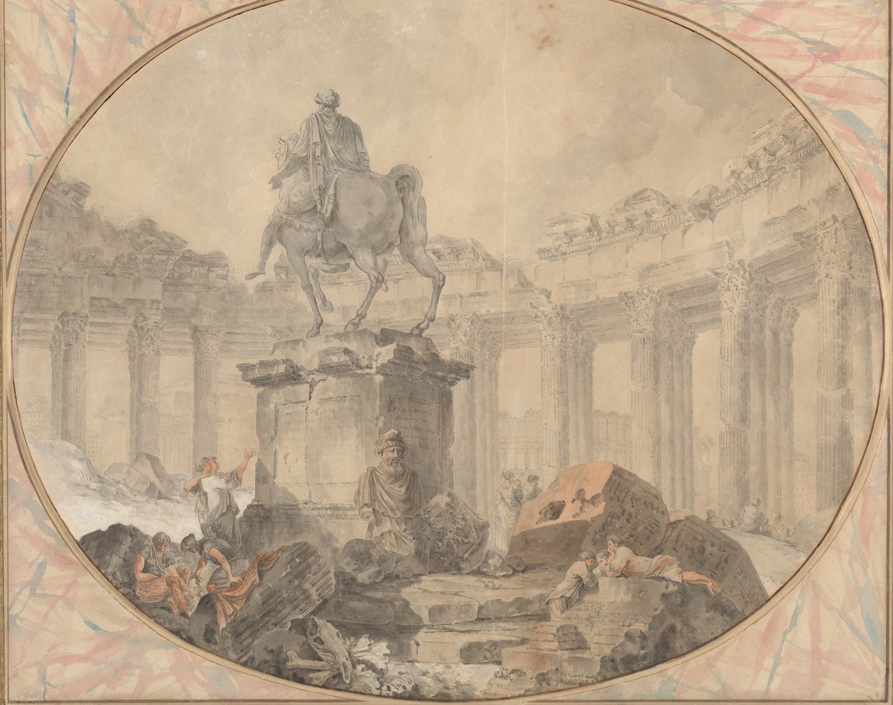 Estatua ecuestre de Marco Aurelio de Hubert Robert